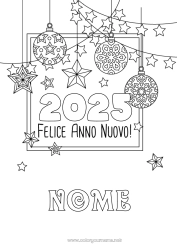 Disegno gratuito Festa Ghirlanda di Natale Buon Anno Messaggio 