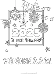 Kleurplaat aanpassen Feest Kerstslinger Gelukkig Nieuwjaar Nieuwjaarsboodschap Aanpasbaar jaar