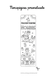 Colorear gratis Invierno Papá Noel Navidad Kawaii Guirnalda de Navidad Marcador