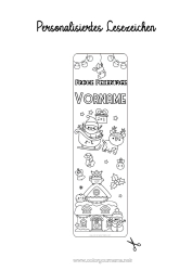 Malvorlage anpassen Winter Weihnachtsmann Weihnachten Kawaii Weihnachtsgirlande Lesezeichen