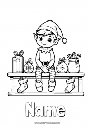 Free coloring Christmas elves Elves coloring pages