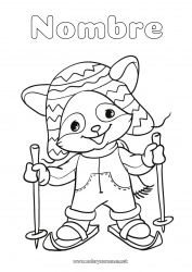 Dibujo libre Sport Animales Animales del bosque Castor Deportes de Invierno Raquetas de Nieve