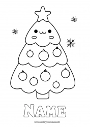 Free drawing Christmas tree Christmas Kawaii Easy coloring pages