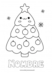 Dibujo libre árbol de Navidad Navidad Kawaii Dibujos fáciles para colorear