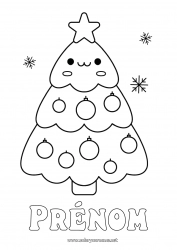 Dessin gratuit Sapin de Noël Noël Kawaii Coloriages faciles