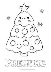 Pagină de colorat personalizată Brad de Crăciun Crăciun Drăguț Desene de colorat ușoare