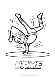 Free colouring Sport Christmas Elves Dance Elf colouring pages Artistic sports
