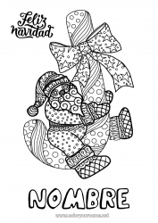 Colorear gratis Papá Noel Mandala Navidad Bastón de caramelo Zentangle Mensaje “Feliz Navidad”