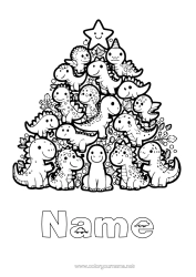 Colouring to customise Christmas Tree Dinosaurs Animal Fir Tree