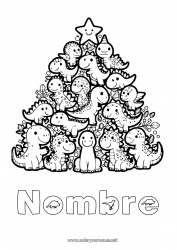 Colorear para personalizar árbol de Navidad Dinosaurios Animales Abeto