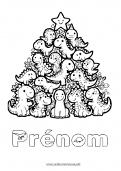 Coloriage gratuit Sapin de Noël Dinosaures Animal Sapin