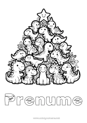 Pagină de colorat personalizată Brad de Crăciun Dinozauri Animal Brad