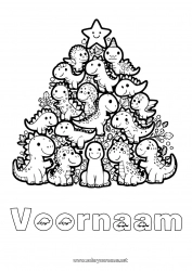 Gratis tekening Kerstboom Dinosaurussen Dier Kerstboom