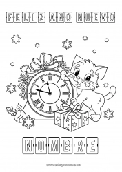 Dibujo libre Cat Regalos Feliz año Perros y gatos Reloj