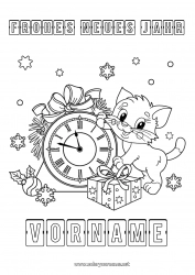 Malvorlage anpassen Katze Geschenke Frohes Neues Jahr Hunde und Katzen Uhr