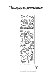 Colorear gratis Invierno árbol de Navidad Papá Noel Navidad Kawaii Marcador Simbolos
