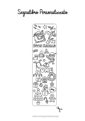 Colorazione gratuita Inverno Albero di Natale Babbo Natale Natale Kawaii Segnalibro Simboli