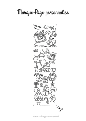Coloriage gratuit Hiver Sapin de Noël Père Noël Noël Kawaii Marque page Symboles