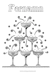 Gratis färgläggning Fest Dryck Zentangle Champagne