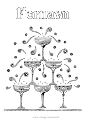 Fargeleggingssiden å tilpasse Fest Drikke Zentangle Champagne