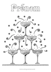 Coloriage gratuit Fête Boisson Zentangle Champagne