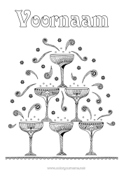 Gratis kleurplaat Feest Drankje Zentangle Champagne