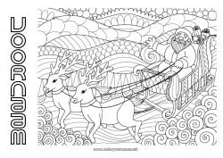 Gratis kleurplaat Kerstman Rendier Slee Complex Kleurplaten Zentangle Bosdieren