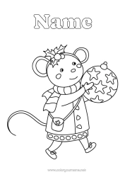 Colouring to customise Mouse Christmas Bauble Christmas Decorations Holly Forest Animals
