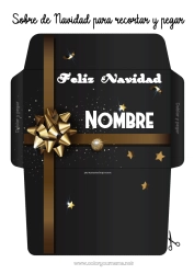 Colorear gratis Regalos Navidad Sobre Sobre para imprimir Sobre de Navidad Sobre de Embalaje de Regalo