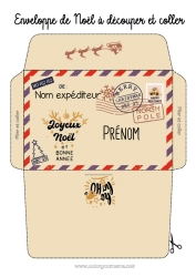 Coloriage à personnaliser Noël Bonne année Enveloppe Enveloppe à imprimer Message 