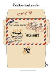Gratis kleurplaat Kerstmis Gelukkig Nieuwjaar Envelop Afdrukbare enveloppen Nieuwjaarsboodschap Kerstenvelop