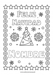 Colorear para personalizar árbol de Navidad Navidad Copos de nieve Mensaje “Feliz Navidad”