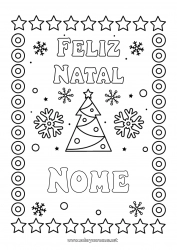 Desenho para personalizar Árvore de Natal Natal Flocos de neve Mensagem de 