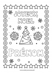 Coloriage gratuit Sapin de Noël Noël Flocons de neige 