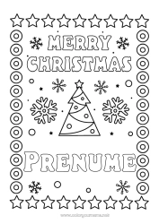 Pagină de colorat gratuită Brad de Crăciun Crăciun Fulgi de zăpadă