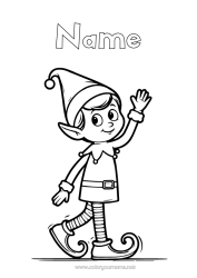 Free colouring Christmas Elves Elf colouring pages