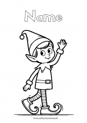 Free drawing Christmas elves Elves coloring pages