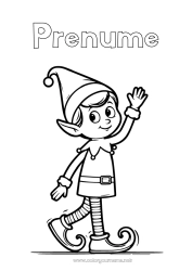 Desen liber de colorat Moșneguții de Crăciun Desene de colorat cu spiriduși