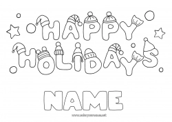 Free coloring Snow Winter “Merry Christmas” message “Best wishes” message