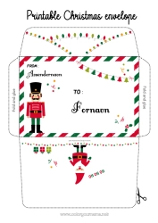 Gratis fargelegging Julenissen Jul Konvolutt Spill og leker Utskriftsvennlig konvolutt Nøtteknekkeren Julekonvolutt
