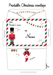 Colouring to customise Father Christmas Christmas Envelope Games And Toys Print Envelope Nutcracker Christmas Envelope
