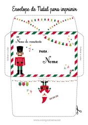 Desenho grátis Pai Natal Natal Envelope Jogos e brinquedos Envelope para imprimir Quebra-Nozes