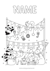Colouring to customise Bear Winter Christmas Tree Squirrel Party Animal Panda Forest Animals Other Animals Of The World Deer