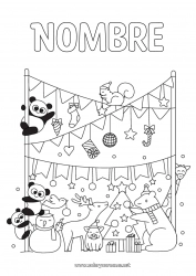 Colorear gratis Llevar Invierno árbol de Navidad Ardilla Fiesta Animales Panda Animales del bosque Otros animales del mundo Ciervo