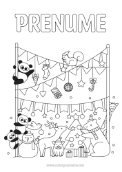 Pagină de colorat personalizată Urs Iarna Brad de Crăciun Veveriță Sărbătoare Animal Panda Animale din pădure Alte animale din lume Cerb