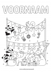 Gratis tekening Beer Winter Kerstboom Eekhoorn Feest Dier Panda Bosdieren Andere dieren van de wereld Hert