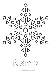 Colouring to customise Snow Winter Snowflakes Easy Colouring Pages Triangle