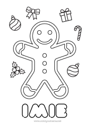 Kolorowanka za darmo Boże Narodzenie Dekoracje świąteczne Piernik