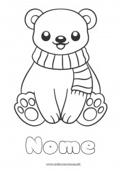 Desenho grátis Urso Inverno Animal Desenhos para colorir fáceis Animais da floresta Cachecol