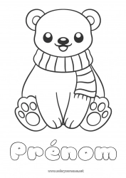 Coloriage gratuit Ours Hiver Animal Coloriages faciles Animaux de la forêt écharpe